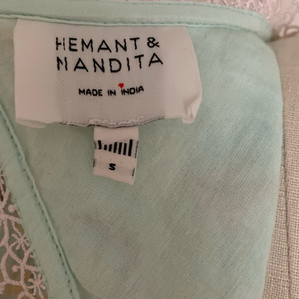 Hemant and Nandita mini dress in mint/peach - Picture 6 of 6